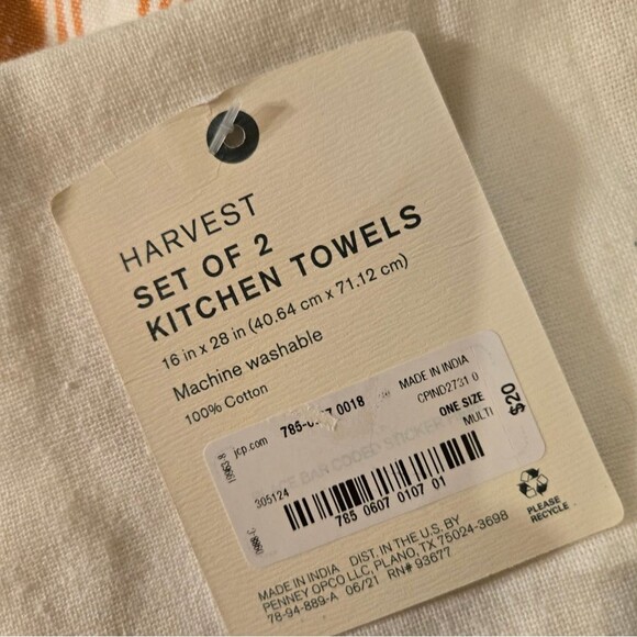 Thanksgiving Fall Harvest Kitchen Linens 2 Dish Towels Oven Mitt Pot Holder NWT - Picture 5 of 10